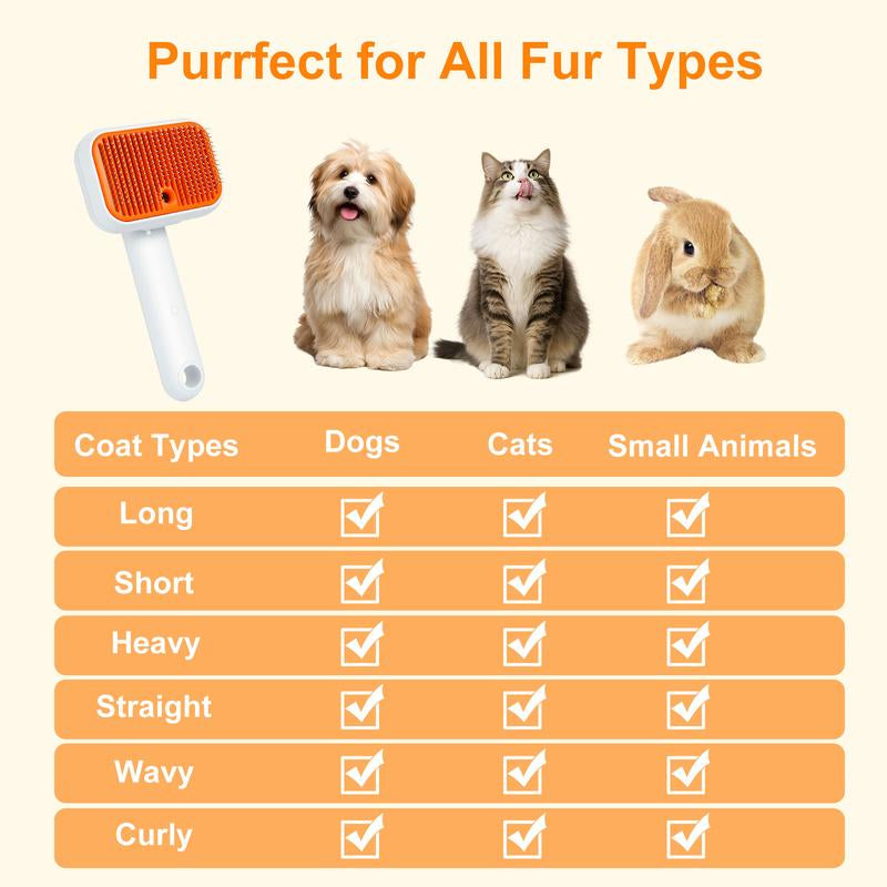 Revolutionary Pet Steam Brush: Self-Cleaning Grooming Tool with Anti-Flying Fur Technology for Stress-Free Deep Cleaning of Cats & Dogs - Type-C Rechargeable & Waterproof
