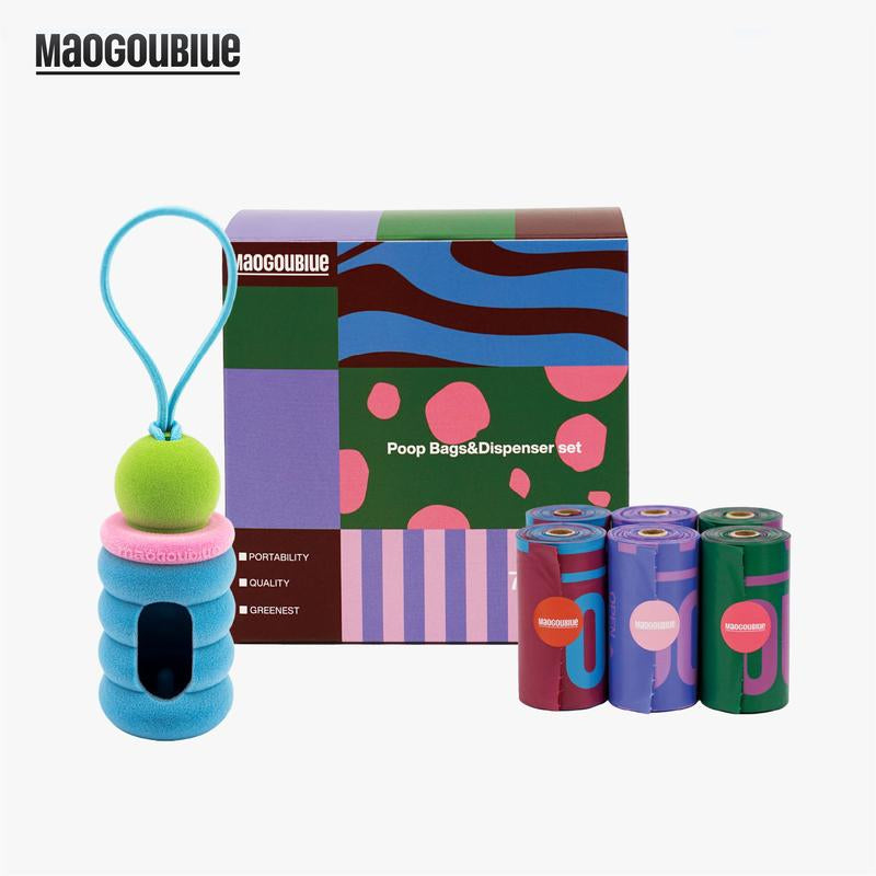 Fun & Functional MAOGOUBLUE Dog Poop Bag Dispenser with 105 Leak-Proof Bags - Stylish Cake Design with Easy Carry Hook