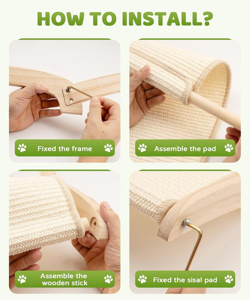 Famifit 2-in-1 Jumbo Cat Scratcher Bed - Eco-Safe Sisal Pad with Natural Wood Base for Indoor Cats