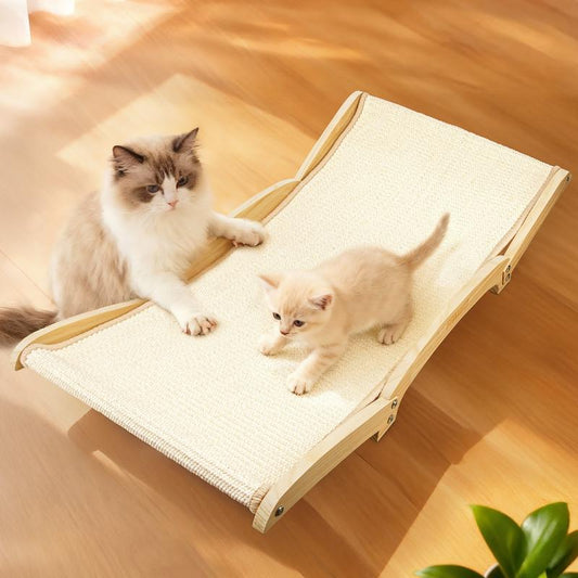 Famifit 2-in-1 Jumbo Cat Scratcher Bed - Eco-Safe Sisal Pad with Natural Wood Base for Indoor Cats