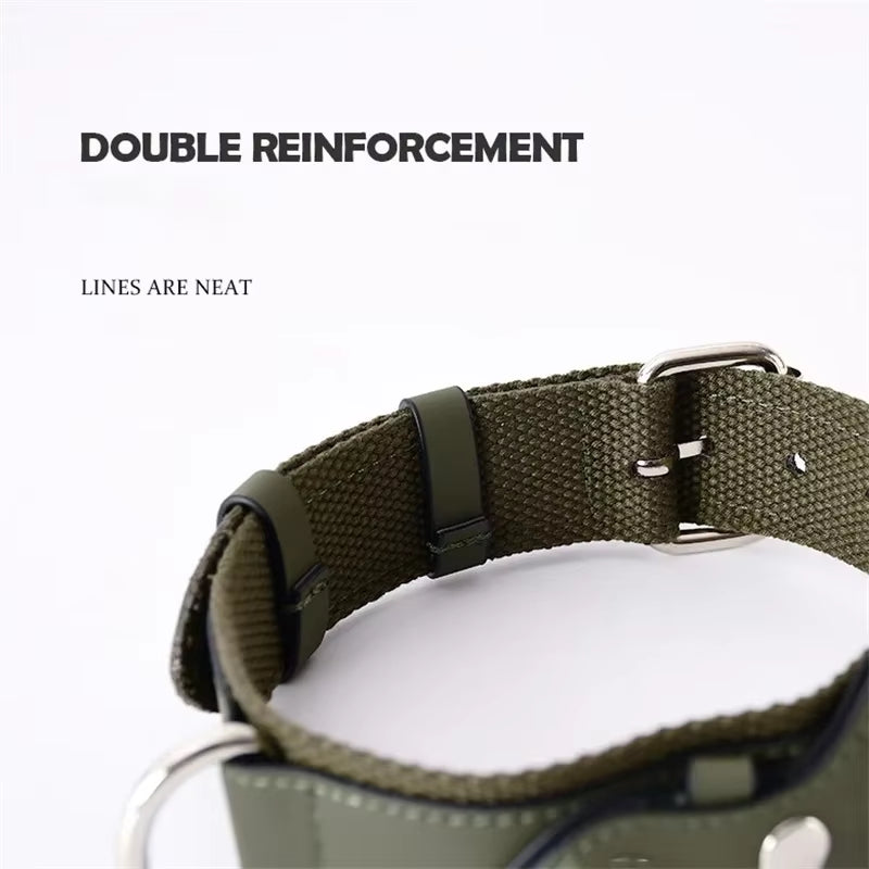 Luxury Leather Dog Collar with Adjustable Fit and Airtag Holder - Perfect for Tracking Your Pet