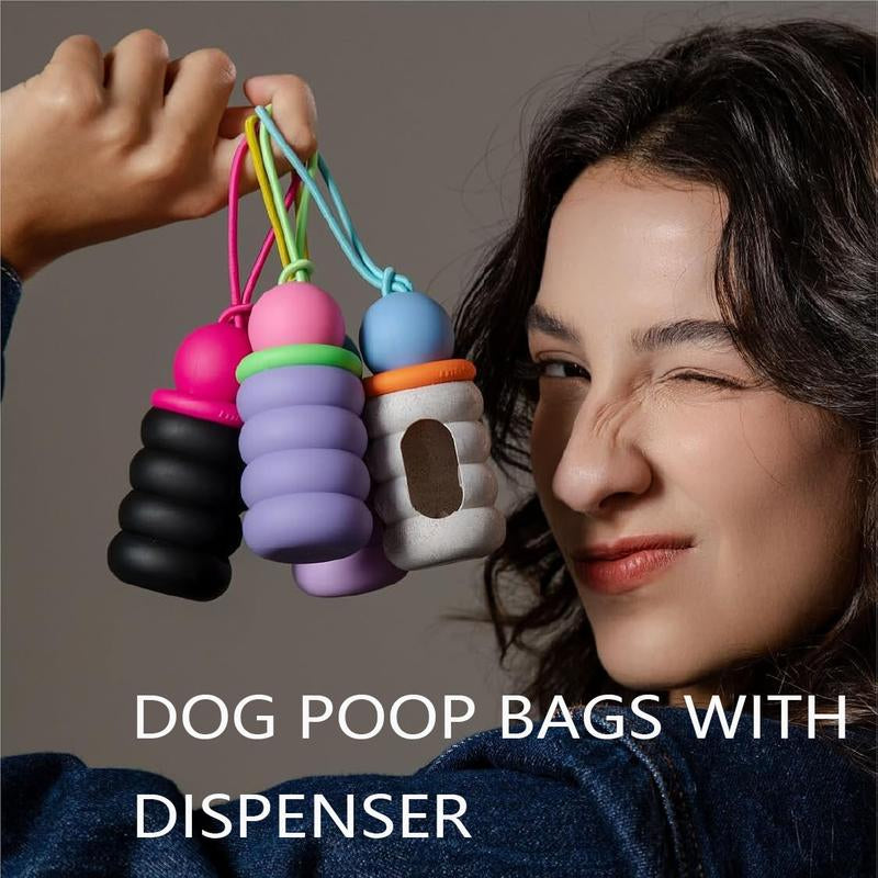 Fun & Functional MAOGOUBLUE Dog Poop Bag Dispenser with 105 Leak-Proof Bags - Stylish Cake Design with Easy Carry Hook