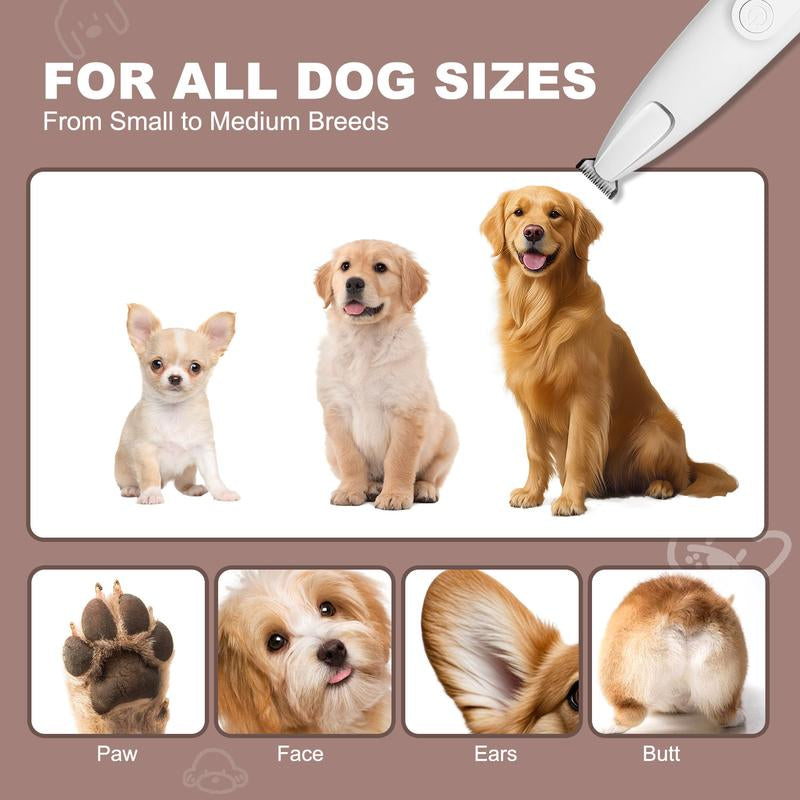 Ultimate Professional Pet Grooming Trimmer with LED Light - Low Noise, USB Rechargeable for Safe and Easy Trimming on Paws, Ears, Face & More!
