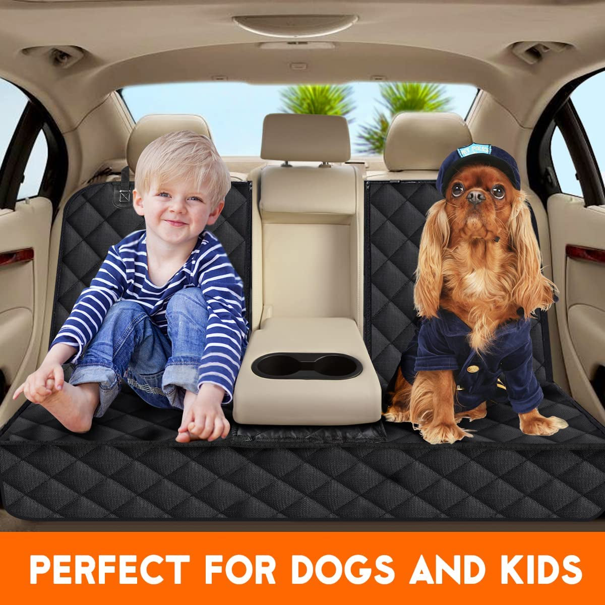 Ultimate Waterproof Dog Car Seat Cover - Non-Slip Back Seat Protector for Dogs & Kids - Universal Fit for Cars, Trucks, SUVs - Black