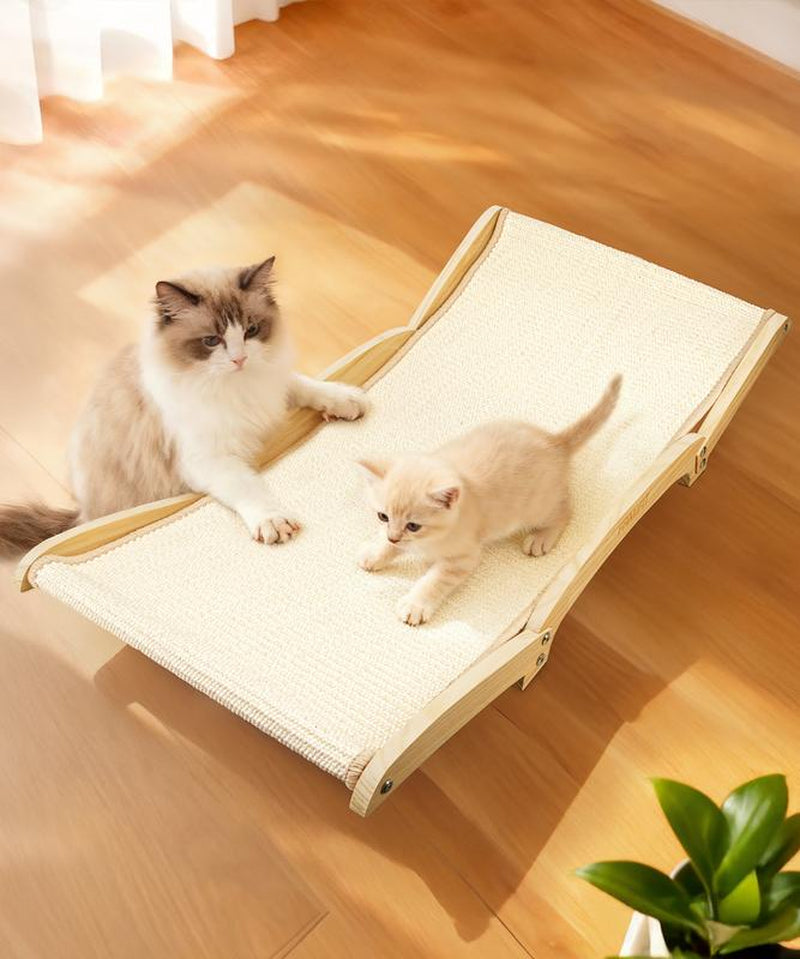 Famifit 2-in-1 Jumbo Cat Scratcher Bed - Eco-Safe Sisal Pad with Natural Wood Base for Indoor Cats