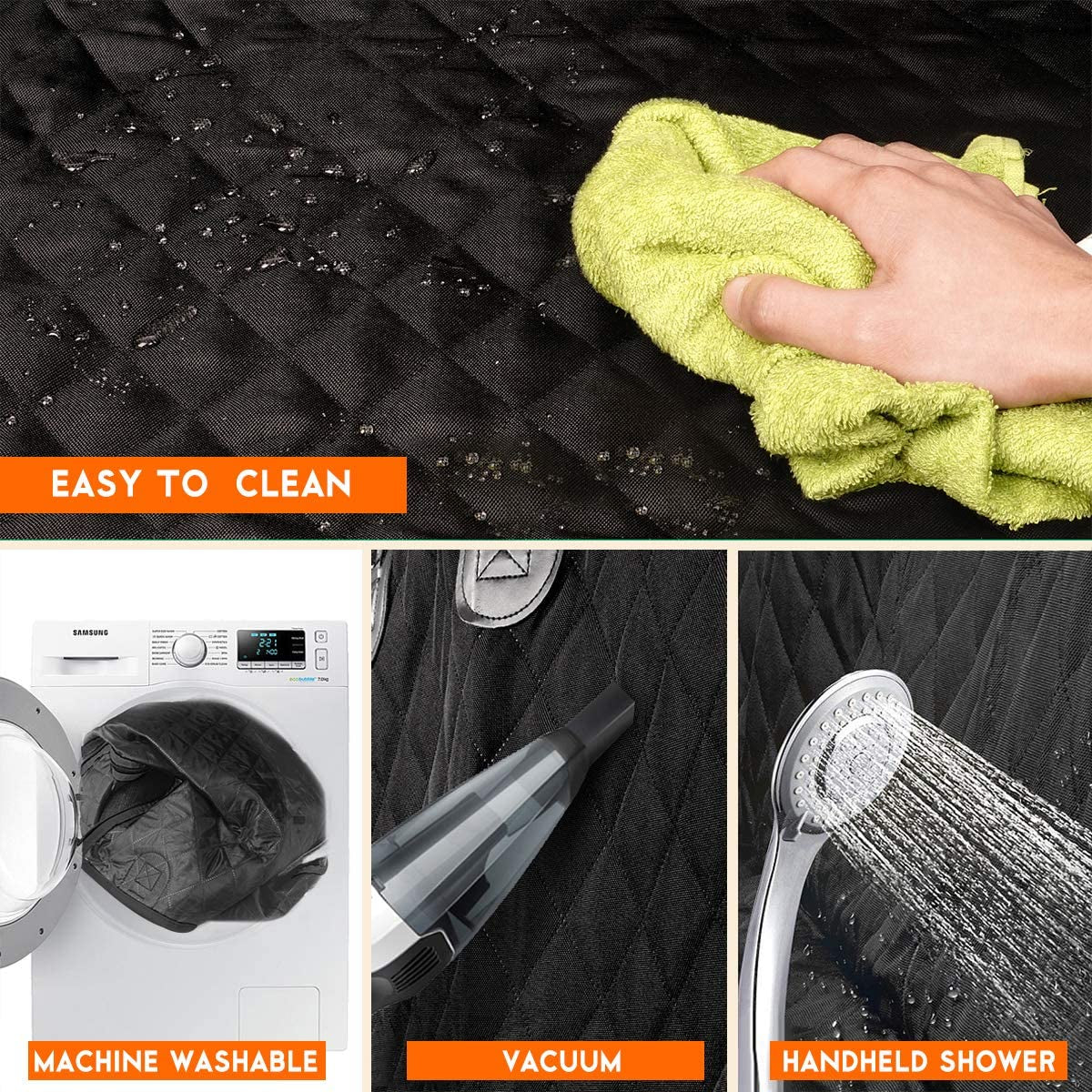 Ultimate Waterproof Dog Car Seat Cover - Non-Slip Back Seat Protector for Dogs & Kids - Universal Fit for Cars, Trucks, SUVs - Black
