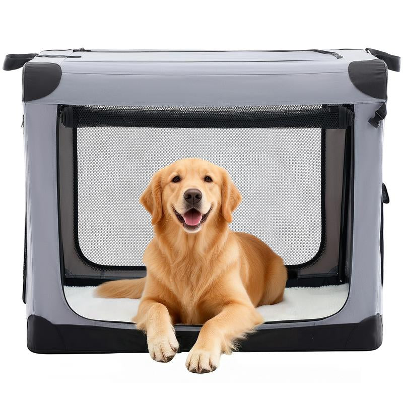Ultimate Soft-Sided Dog Crate - Portable Travel Solution with 4-Side Ventilation for Medium Breeds