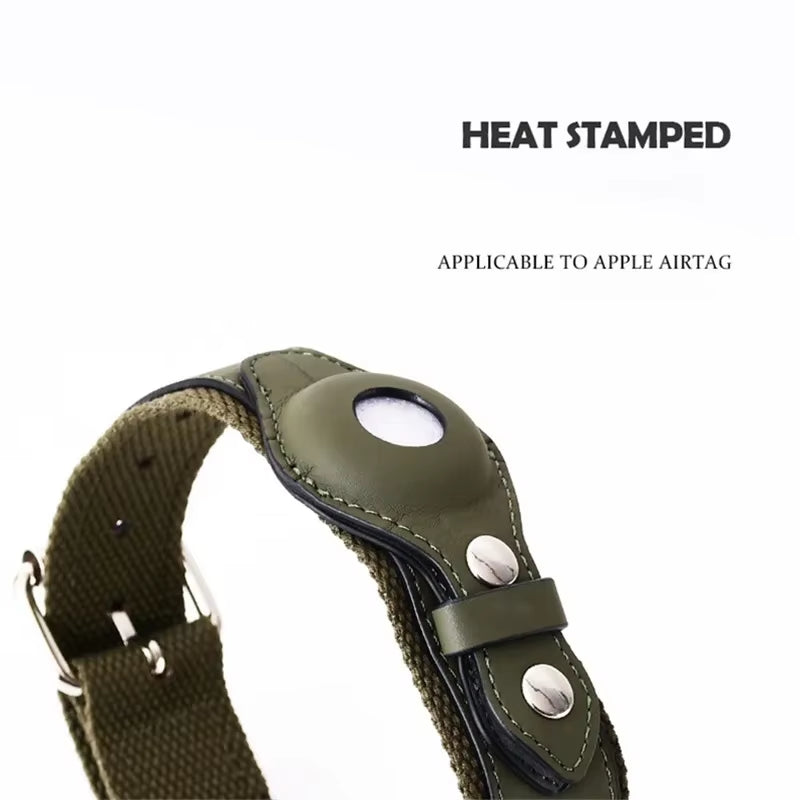 Luxury Leather Dog Collar with Adjustable Fit and Airtag Holder - Perfect for Tracking Your Pet