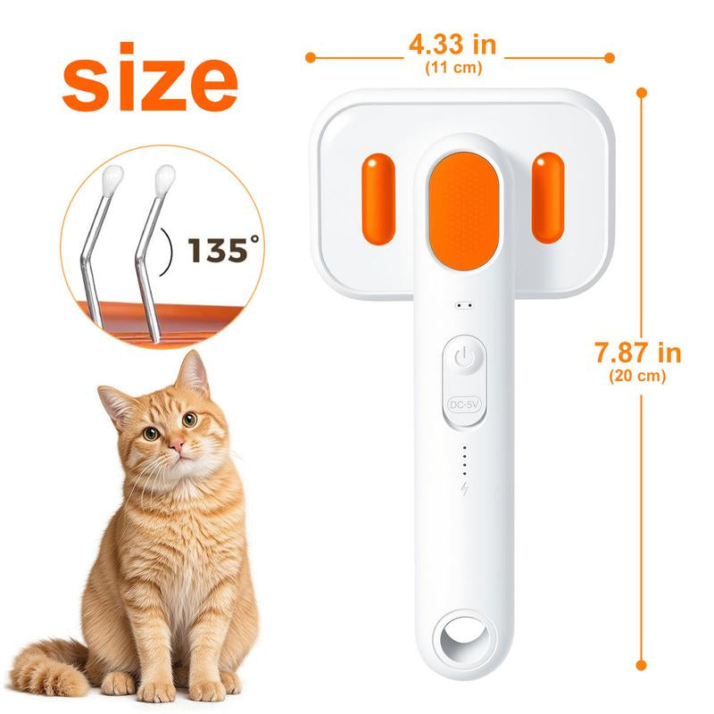 Revolutionary Pet Steam Brush: Self-Cleaning Grooming Tool with Anti-Flying Fur Technology for Stress-Free Deep Cleaning of Cats & Dogs - Type-C Rechargeable & Waterproof