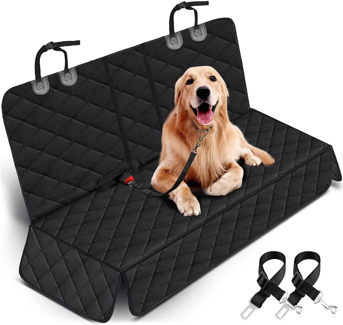 Ultimate Waterproof Dog Car Seat Cover - Non-Slip Back Seat Protector for Dogs & Kids - Universal Fit for Cars, Trucks, SUVs - Black