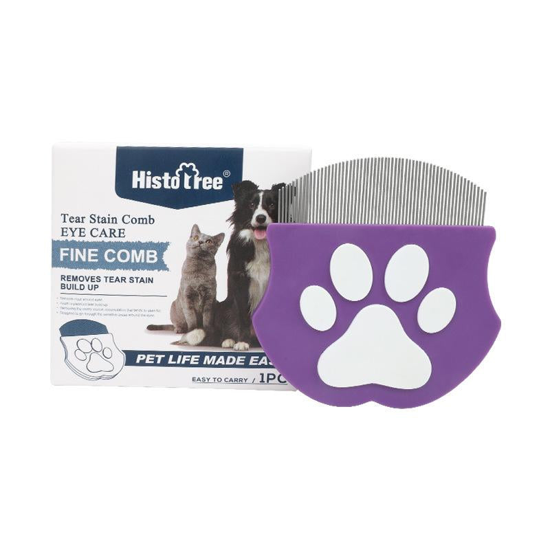Histotree Curved Pet Face Comb - The Ultimate Flea Comb for Dogs & Cats in Vibrant Green and Purple