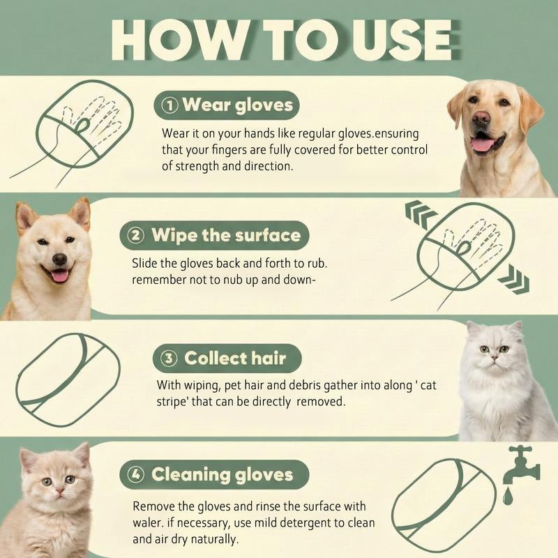 Revolutionary Double-Sided Electrostatic Pet Hair Remover Glove - Effortlessly Clean Furniture, Clothes, and Pets!