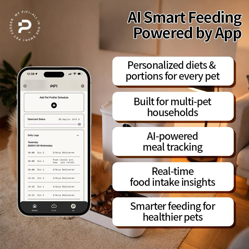 Revolutionary All-In-One AI Smart Pet Feeder with Face Recognition & Free App Control for Effortless Pet Care