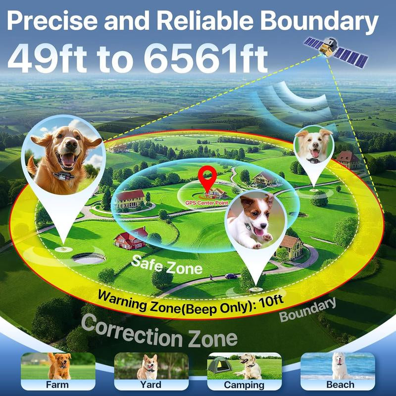 Revolutionary GPS Wireless Dog Collar Fence System - Keep Your Dog Safe with Adjustable Range and 3 Training Modes!