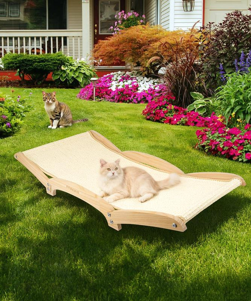 Famifit 2-in-1 Jumbo Cat Scratcher Bed - Eco-Safe Sisal Pad with Natural Wood Base for Indoor Cats