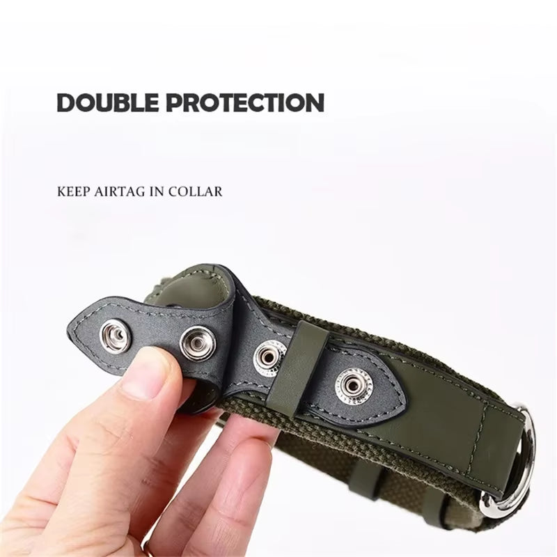 Luxury Leather Dog Collar with Adjustable Fit and Airtag Holder - Perfect for Tracking Your Pet