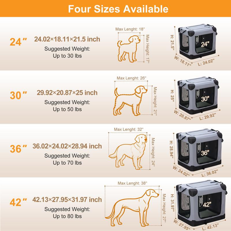 Ultimate Soft-Sided Dog Crate - Portable Travel Solution with 4-Side Ventilation for Medium Breeds