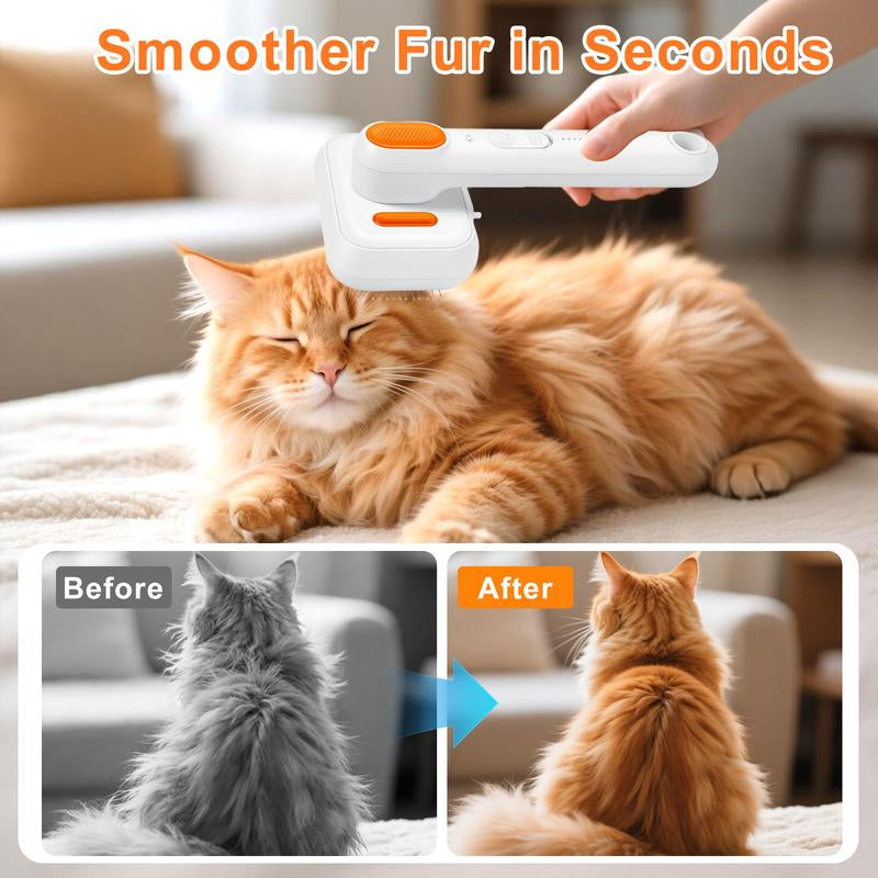 Revolutionary Pet Steam Brush: Self-Cleaning Grooming Tool with Anti-Flying Fur Technology for Stress-Free Deep Cleaning of Cats & Dogs - Type-C Rechargeable & Waterproof