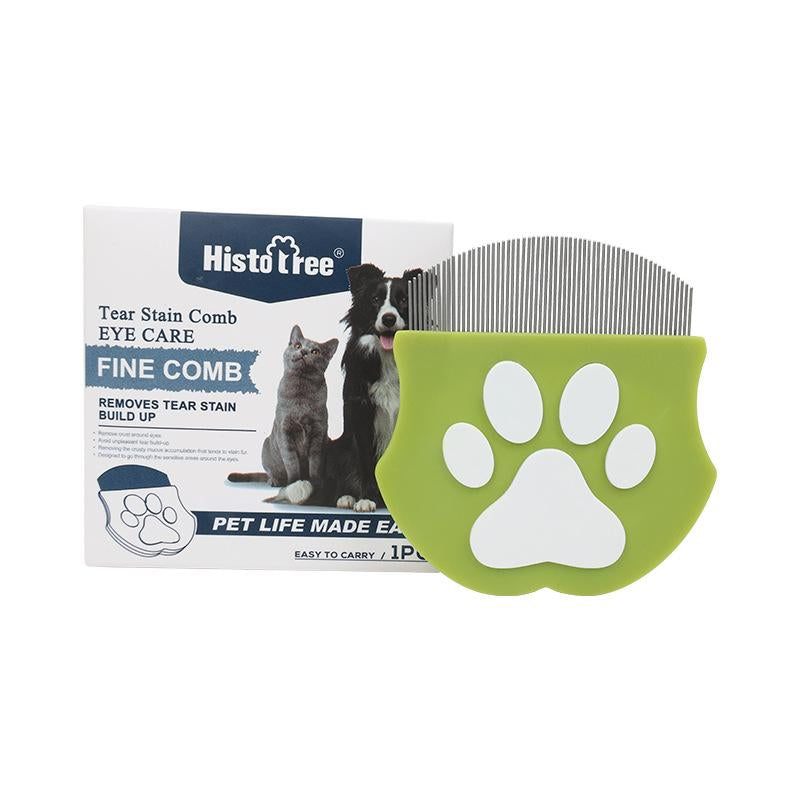 Histotree Curved Pet Face Comb - The Ultimate Flea Comb for Dogs & Cats in Vibrant Green and Purple