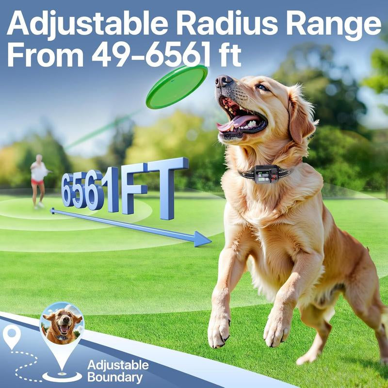 Revolutionary GPS Wireless Dog Collar Fence System - Keep Your Dog Safe with Adjustable Range and 3 Training Modes!