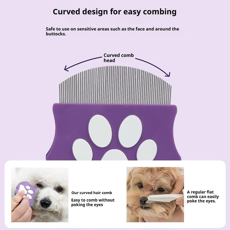Histotree Curved Pet Face Comb - The Ultimate Flea Comb for Dogs & Cats in Vibrant Green and Purple