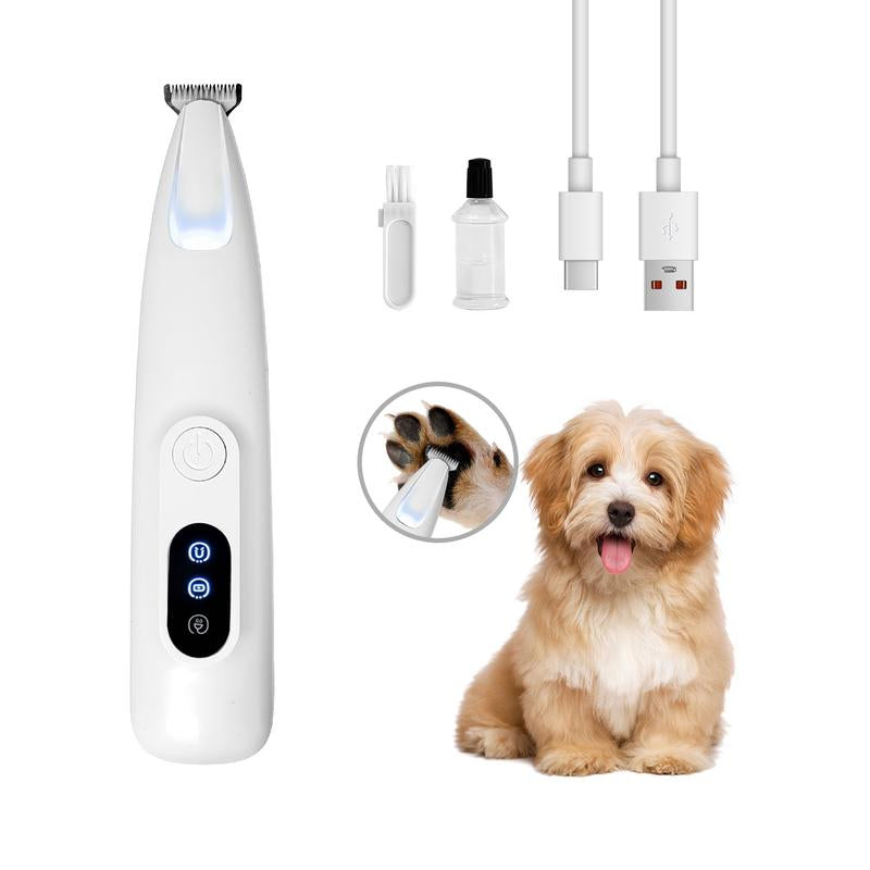 Ultimate Professional Pet Grooming Trimmer with LED Light - Low Noise, USB Rechargeable for Safe and Easy Trimming on Paws, Ears, Face & More!