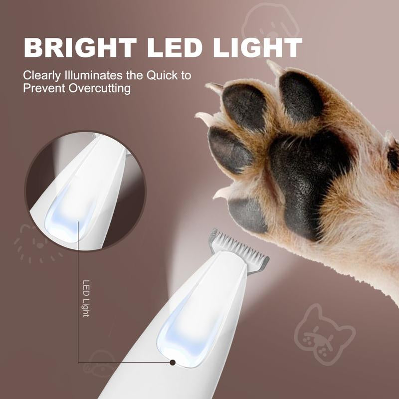 Ultimate Professional Pet Grooming Trimmer with LED Light - Low Noise, USB Rechargeable for Safe and Easy Trimming on Paws, Ears, Face & More!