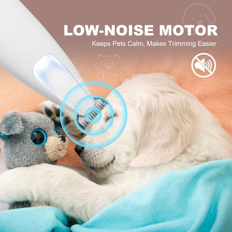 Ultimate Professional Pet Grooming Trimmer with LED Light - Low Noise, USB Rechargeable for Safe and Easy Trimming on Paws, Ears, Face & More!