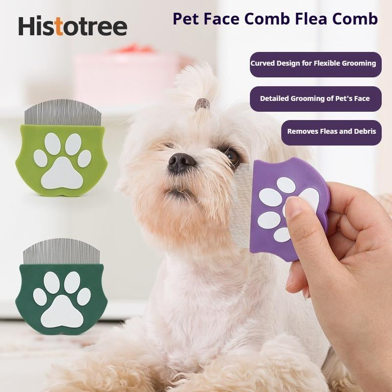 Histotree Curved Pet Face Comb - The Ultimate Flea Comb for Dogs & Cats in Vibrant Green and Purple