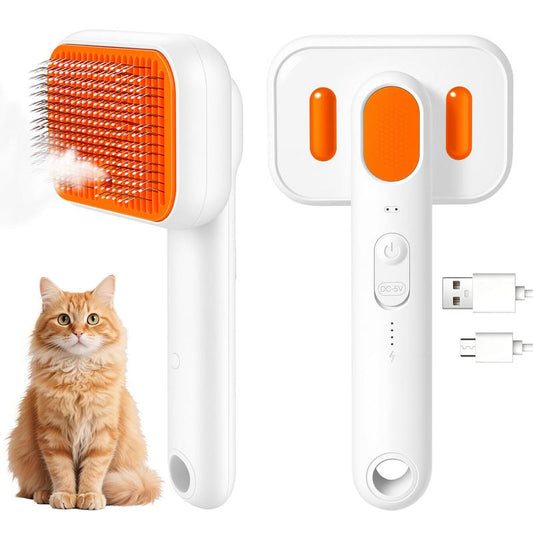Revolutionary Pet Steam Brush: Self-Cleaning Grooming Tool with Anti-Flying Fur Technology for Stress-Free Deep Cleaning of Cats & Dogs - Type-C Rechargeable & Waterproof
